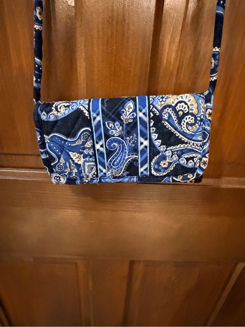 Vera Bradley Navy Paisley Quilted Crossbody with Cream Accents